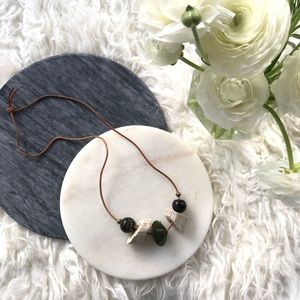 Unique deer antler + jade necklace